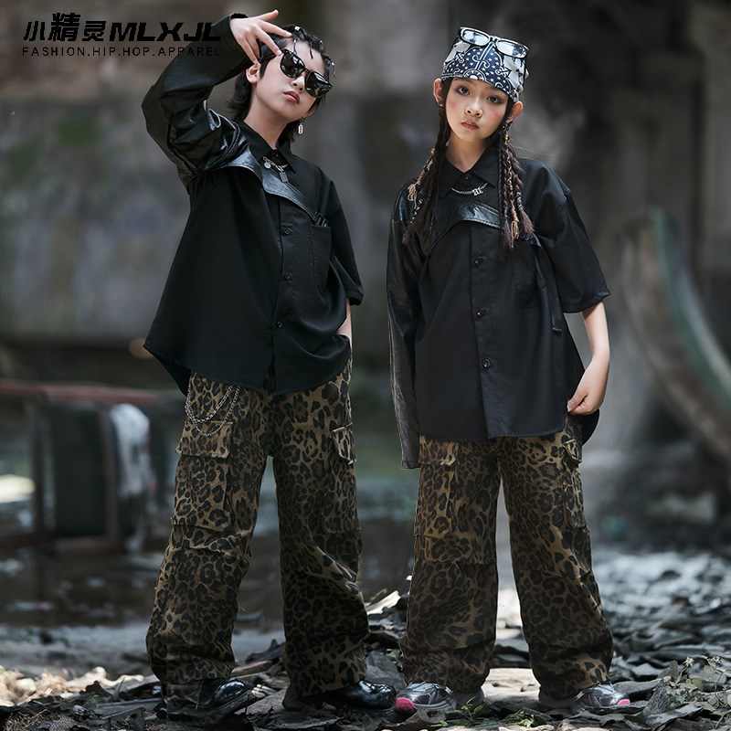 男童街舞潮装女童hiphop爵士舞嘻哈街舞演出服少儿T台走秀表演服