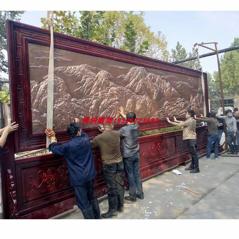 大型铸铜浮雕定制玻璃钢仿铜壁画装饰户外学校政府山水景观雕塑