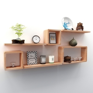 日式博古架实木中式隔断壁挂茶具茶杯茶壶古玩展示柜挂墙格子架