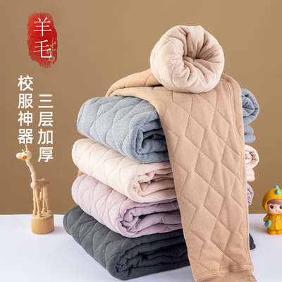 校裤神器三层夹棉保暖裤男初中生高中学生校服内胆棉裤加长版裤子