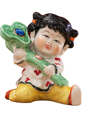 男女童子陶瓷人物家居装饰摆件早生贵子婚庆礼品车载迷你可爱手工