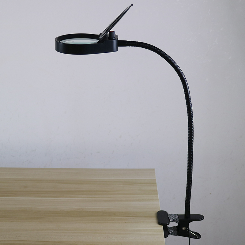 夹式放大镜带LED台灯高清工业维修检测珠宝老人阅读15倍微雕包邮