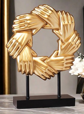 合作共赢诚信握手摆件老板办公室桌面摆设酒柜装饰品乔迁开业礼品