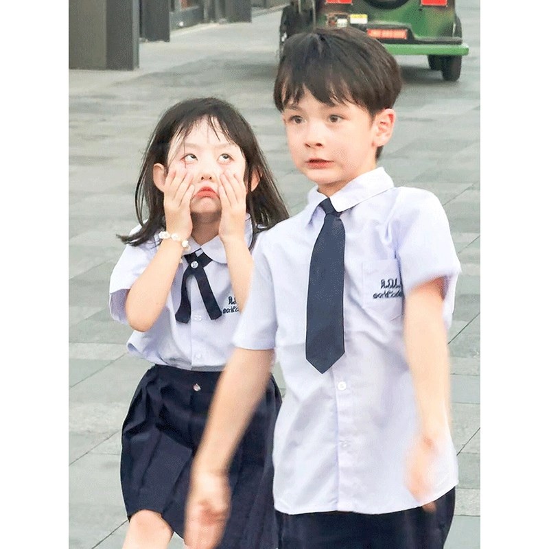 泰国泰式儿童校服女童jk套装夏季幼儿园中小学生学院风毕业照班服