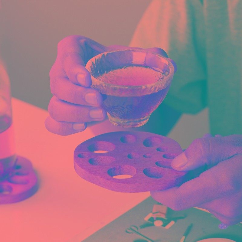 木说 榉木藕片杯垫 创意实木功夫茶杯托马克杯垫隔热垫防烫茶杯垫