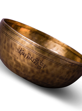 空铜古铜色加厚满月钵尼泊尔手工佛音钵铜磬瑜珈冥想音疗佛钟摆件