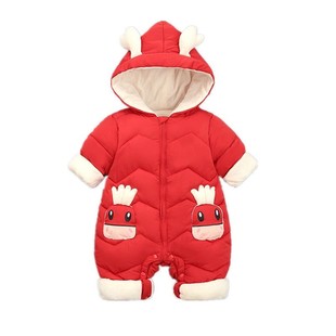 婴儿连体衣加厚1一岁半2周岁多男童女孩宝宝冬装套装秋羽绒棉衣服