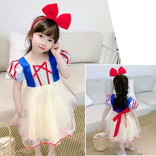 白雪公主连衣裙夏季新款女童洋气网纱连衣裙宝宝演出礼服儿童裙子