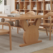 欧式 兔头实木大书桌家用客厅双人学习桌写字台大板桌工作台休闲桌