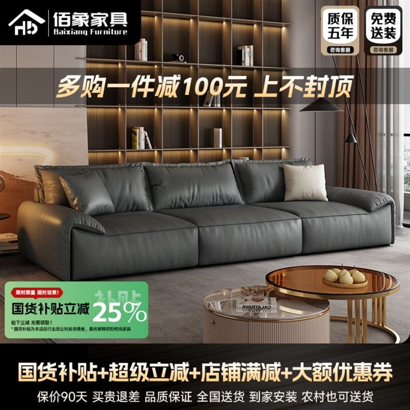 大象耳朵科技布沙发意p式极简客厅2024新款现代简约网红款皮艺沙