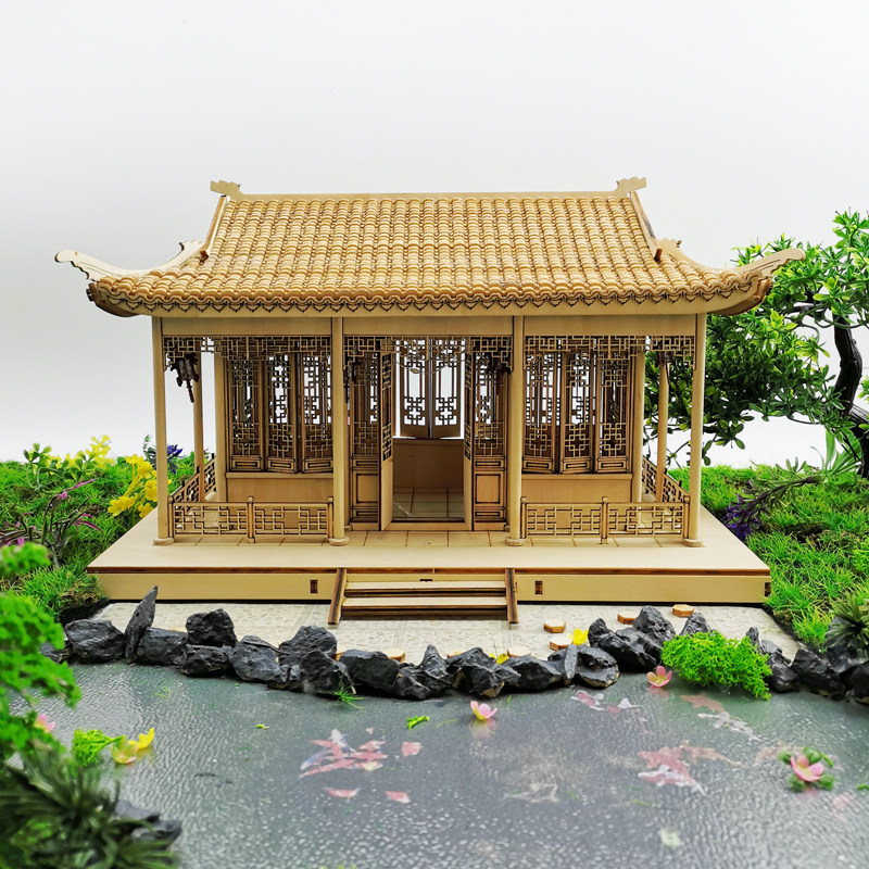 建筑沙盘手工制作木板古建筑模型中式diy小房子微缩X园林景观材料