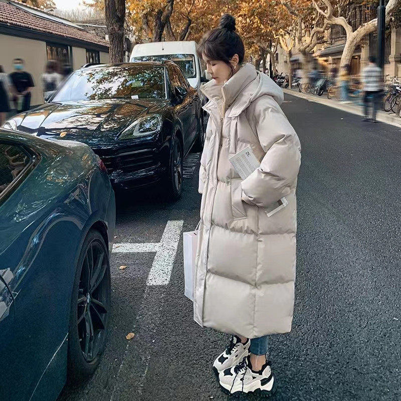 ins港风羽绒棉服女冬季加厚中长B款过膝棉袄韩版宽松面包服棉衣潮