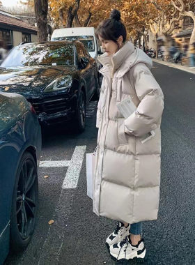 ins港风羽绒棉服女冬季加厚中长B款过膝棉袄韩版宽松面包服棉衣潮