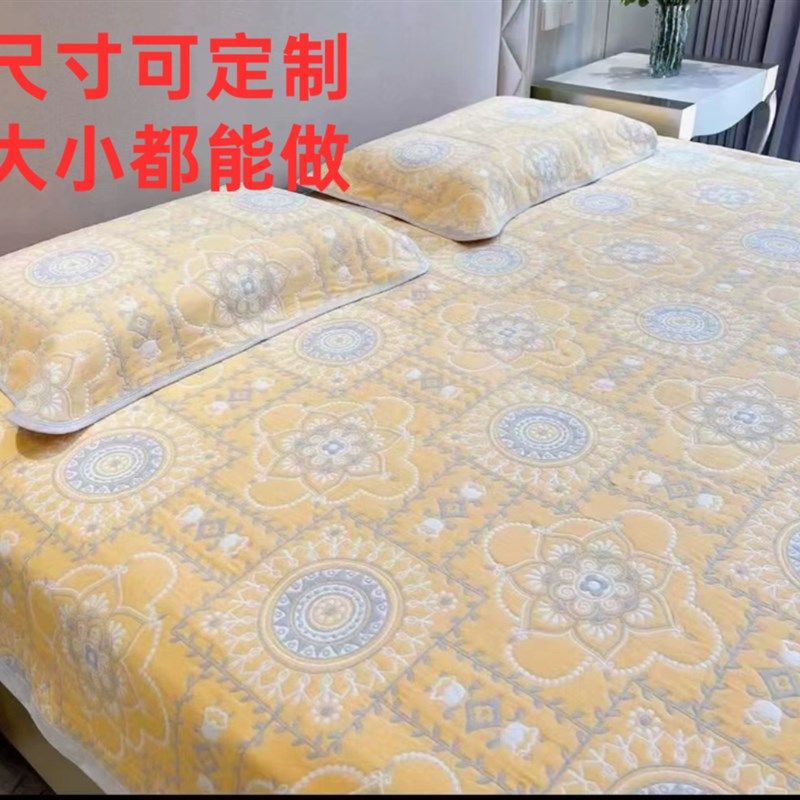 定制六层全棉纱布床盖a类母婴级榻榻米新床单四季多X尺寸双面布料
