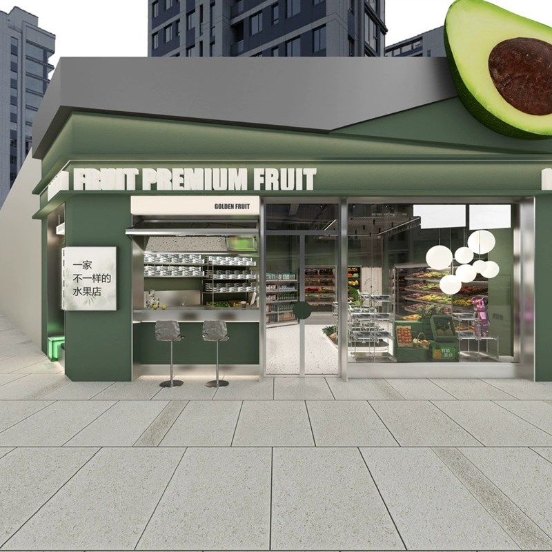 大型玻璃钢牛f油果模型水果店商场超市网红引流广告牌门头发光定