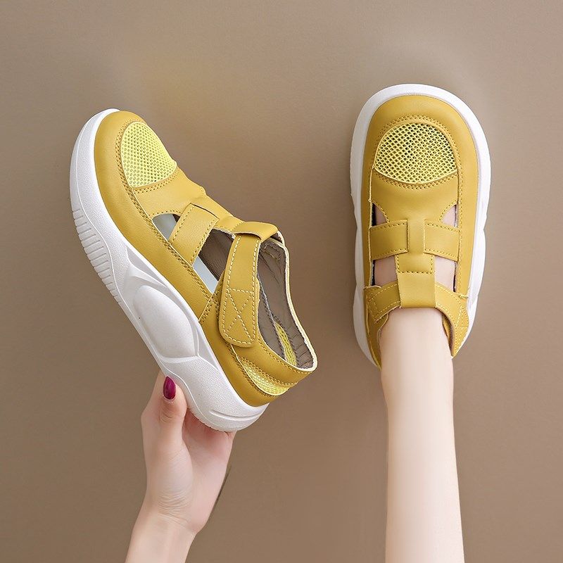 女鞋踩屎感孕妇包头凉鞋女夏季外穿透气镂空网Q鞋厚底网面休闲运,女鞋,休闲凉鞋,淘宝优惠券,粉丝福利购,淘宝优惠卷