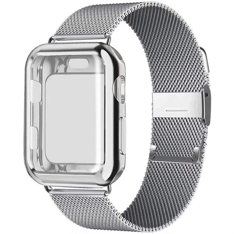 Milanese Loop band with case适用Apple WatcNh987/6/se/5/4/3/2