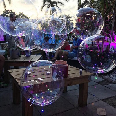 1Set Led Balloon Witrh Column Stand Luminous Transparent Bob