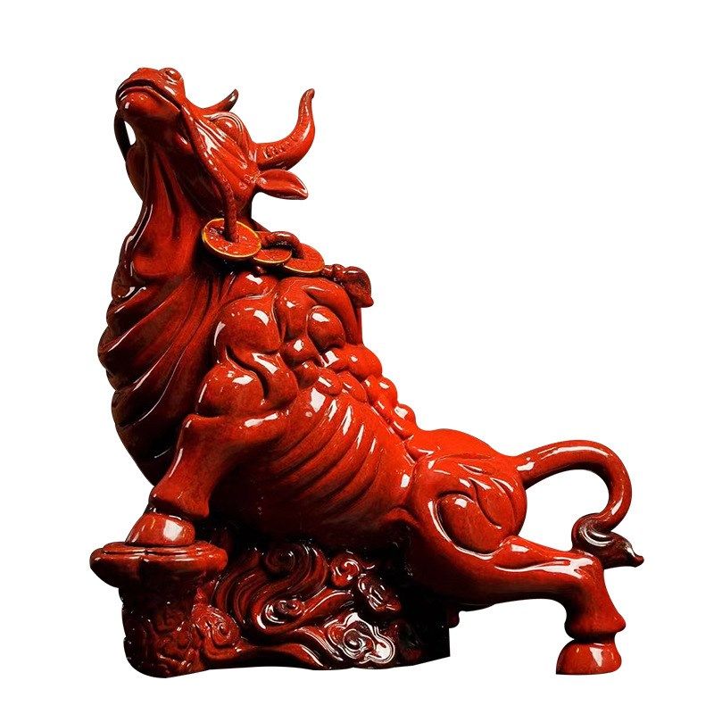 德化招财牛摆件客厅老板桌办公室装饰品生肖牛气冲天公司开业礼品