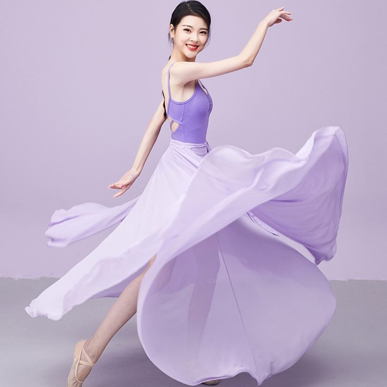 古典舞服飘逸大裙摆半身裙舞蹈演出服女中国风现代练功裙雪纺长裙