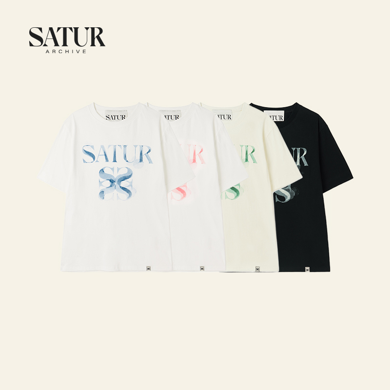 SATUR经典大图案LOGO情侣短袖T恤