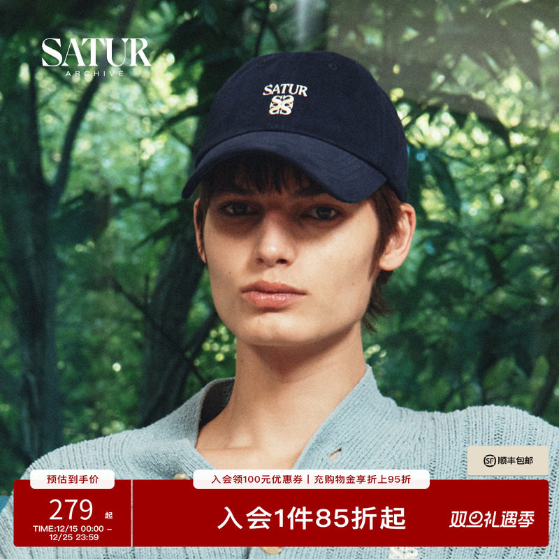 SATUR ARCHIVE 春季新品复古美式拼色休闲刺绣logo棒球帽