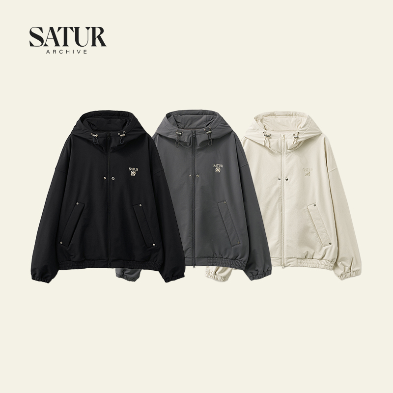 SATUR ARCHIVE秋季新品百搭休闲基础刺绣户外运动冲锋夹克