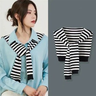 Autumn Shawl Spring Blouse Women Striped Korean Knittedv
