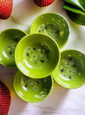 T201绿碗餐具密胺碗美耐皿碗绿色带花仿瓷碗绿饭碗小碗汤碗小饭碗