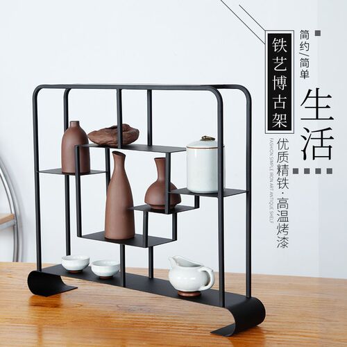 博古架小茶具架北欧铁艺博古架摆件小工艺品家居创意多宝格简约