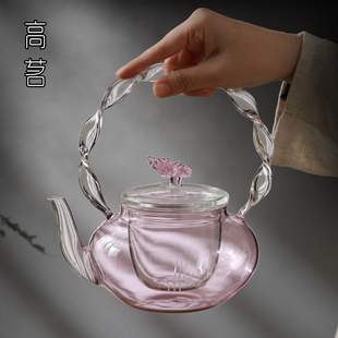 耐热玻璃提梁壶功夫茶具茶壶女士个人家用泡茶神器高端煮茶器 日式