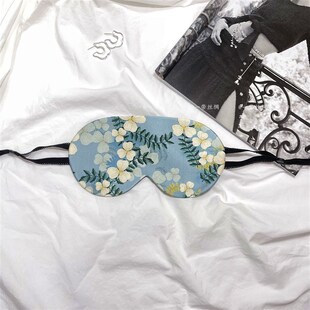 白色风铃花 双面真丝眼罩 头戴/挂耳 手工制作 轻薄款 睡眠遮光