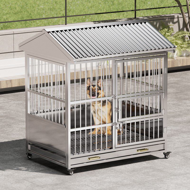 户外不锈钢狗笼室外防雨犬舍狗棚特大型狗窝加厚猛犬狗笼子大型犬