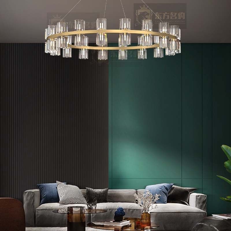 经典环形水晶吊灯后现代酒店包厢饭店餐饮包间轻奢中山灯具定制