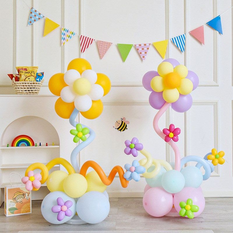 花朵气球立柱地飘儿童宝宝周岁生日装饰幼儿园六一儿童节场景布置