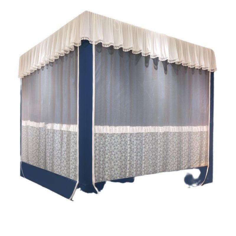 跨境韩式床幔坐床蚊帐加大防摔蚊帐加厚遮光布帘拉链方帐厂家