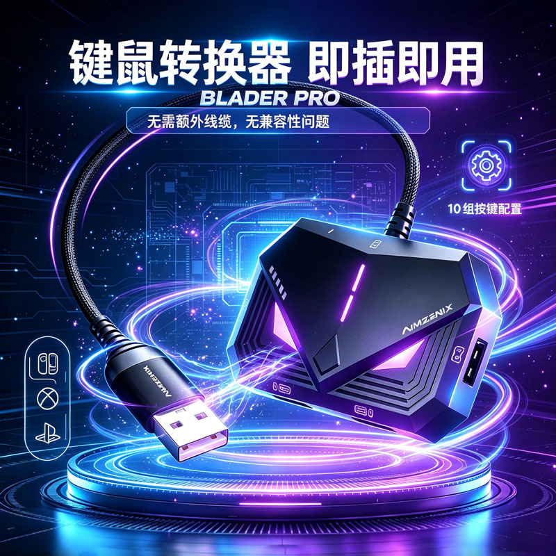 特异者AX160键鼠转换器Xbox/PS5/PS4/AX200电脑/Switch游戏适配器/使命召唤APEX适用PC手柄转接器