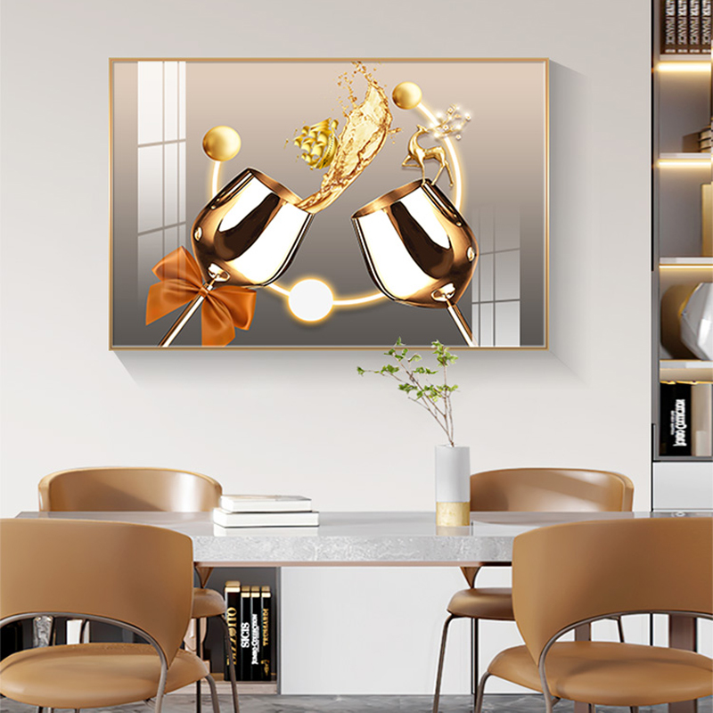 饭厅装饰画北欧酒杯挂画客厅入户玄关几何抽象背景墙壁画酒店装饰图片
