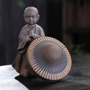 陶瓷过滤器家用中式 陶明堂粗陶茶漏套装 泡茶功夫茶具配件创意茶宠