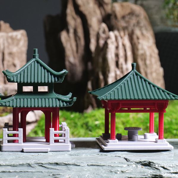 微景观盆景造景摆件水陆缸假山水景小摆件中式古建筑模型鱼缸凉亭