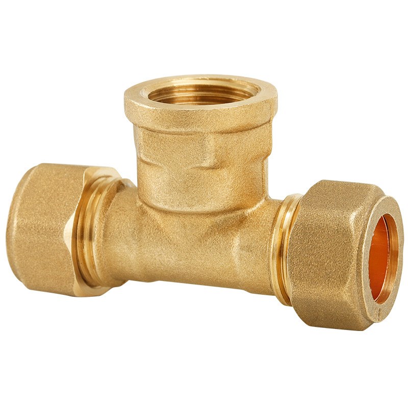 卡套三通接头T型卡套式铜管内丝16直接15水管配件铜4分6分加厚22