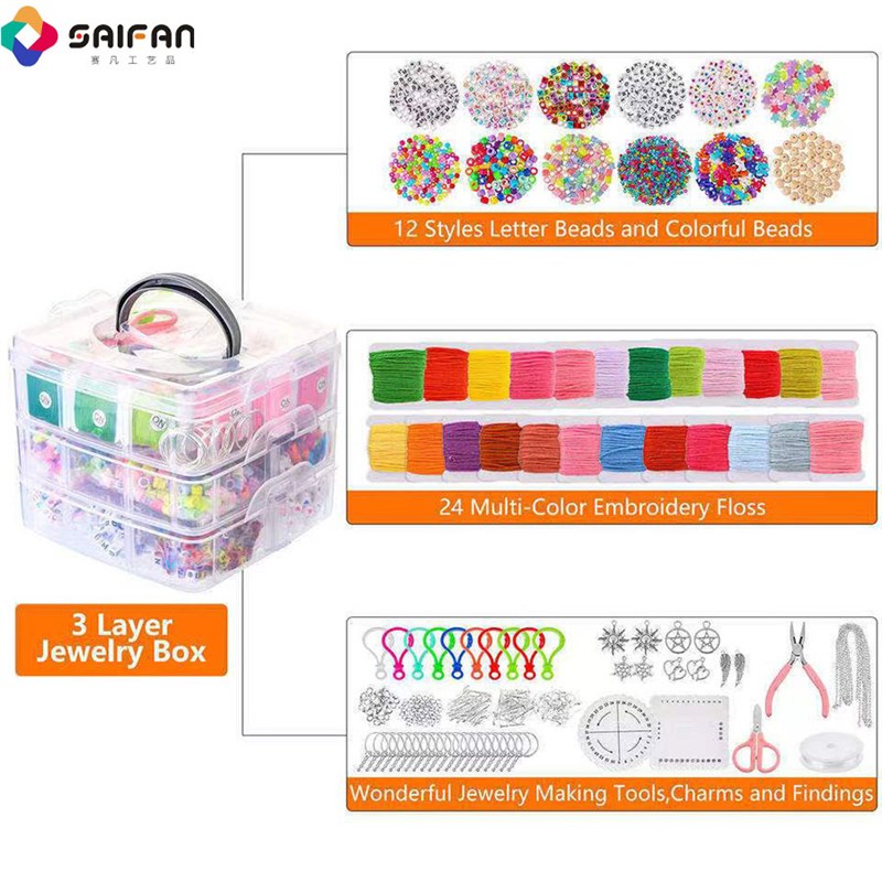 Children's lmetter braceletdiy饰品材料穿珠三层套装手串配饰珠