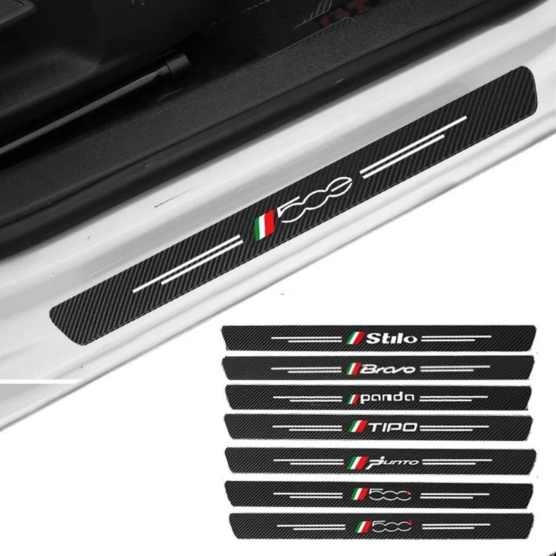 Carbon Fiber Car Door Sill Protection er For RFiat Panda 500