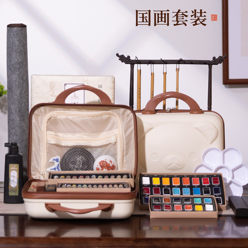 国画颜料12色套装小学生练习水墨画山水画专业全套用品美术生初学