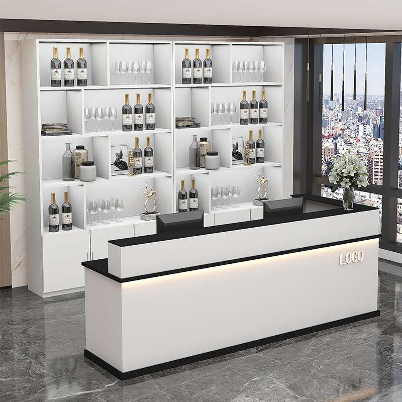 超市收银柜台转角吧台柜落地酒柜组合餐厅酒店前台桌接待台商用柜