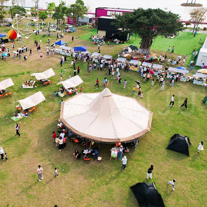 户外活动篷房防水实木支架印第安tipi帐篷野奢金字塔帐篷快速搭建