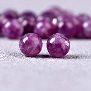 天然紫锂云母晶圆珠散珠子DIY手工串珠配珠饰品配件材料单珠