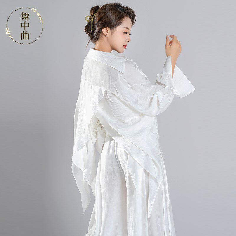 舞中曲现代舞宽松长袖飘逸衬衫套装女中国舞古典舞成人舞蹈服上衣