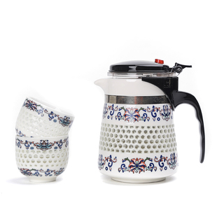 茶具 白瓷蜂巢飘逸杯泡茶家用沏茶过滤冲茶器茶水分离陶瓷茶壶套装