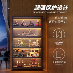 手办展示柜玻璃门痛柜防尘模型摆件陈列柜铁皮储物柜钢制收纳柜子